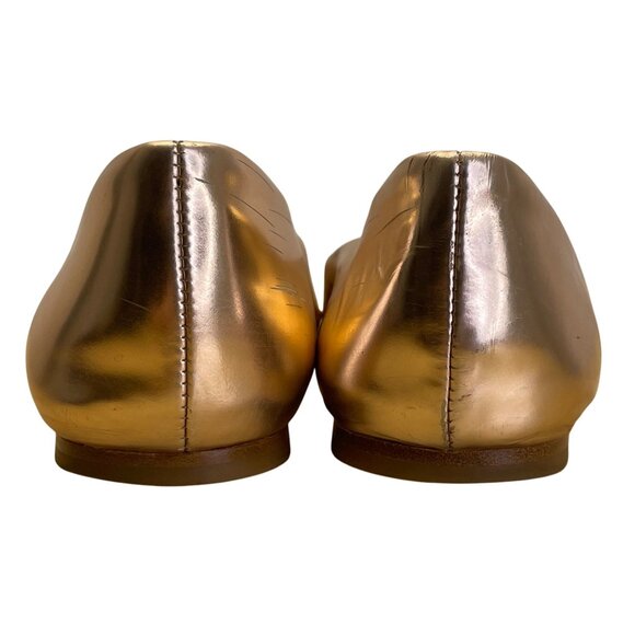 Christian Dior Women’s Gold Metallic Pointed Toe Ballet Flats Size 35.5 - Picture 8 of 11